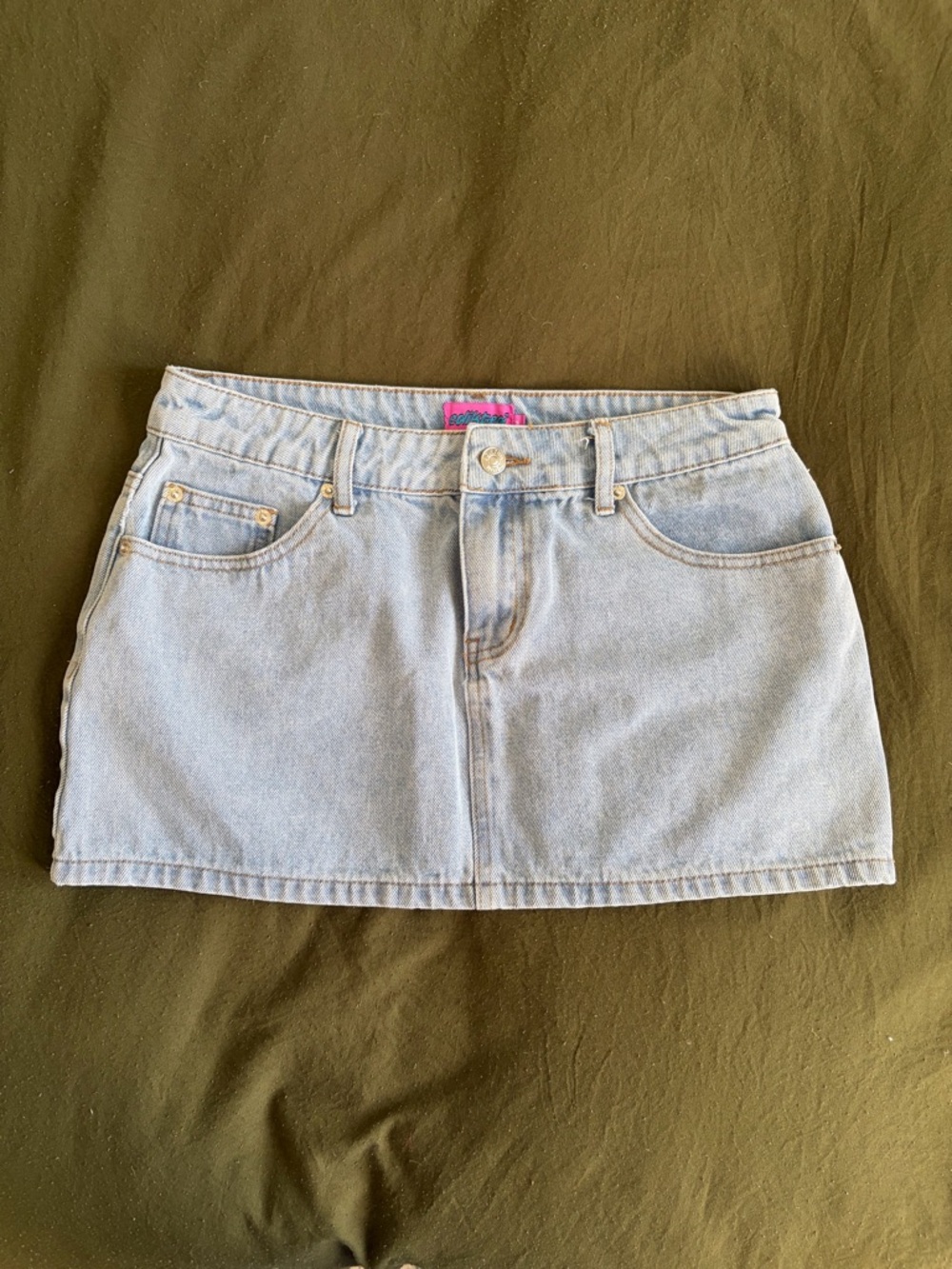 Edikted Light Blue Denim Mini Skirt